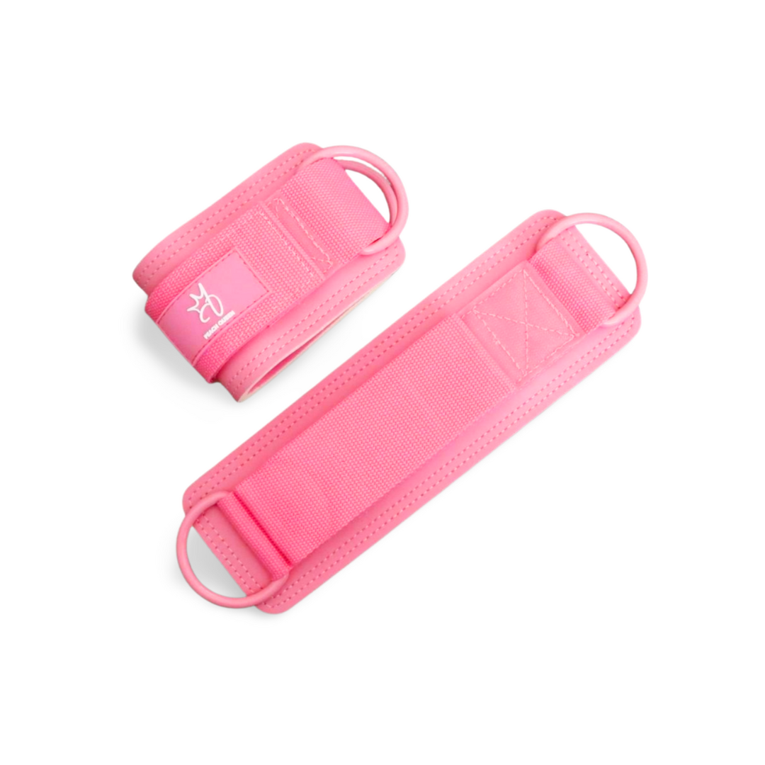 Pink ankle straps on a white background